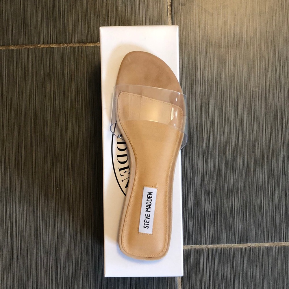 Steve Madden clear Bev slides